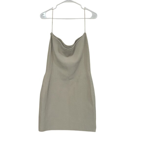 Aritzia Babaton Sculpt Knit Tube Ribbed Dress Matte Pearl Women's Large /n2 - Picture 3 of 9
